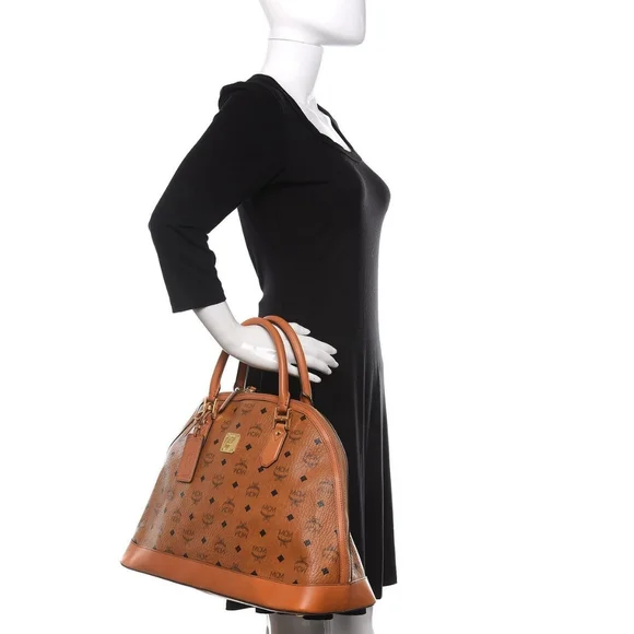 MCM Visetos Large Heritage Bowler Bag Cognac - Picture 6 of 16